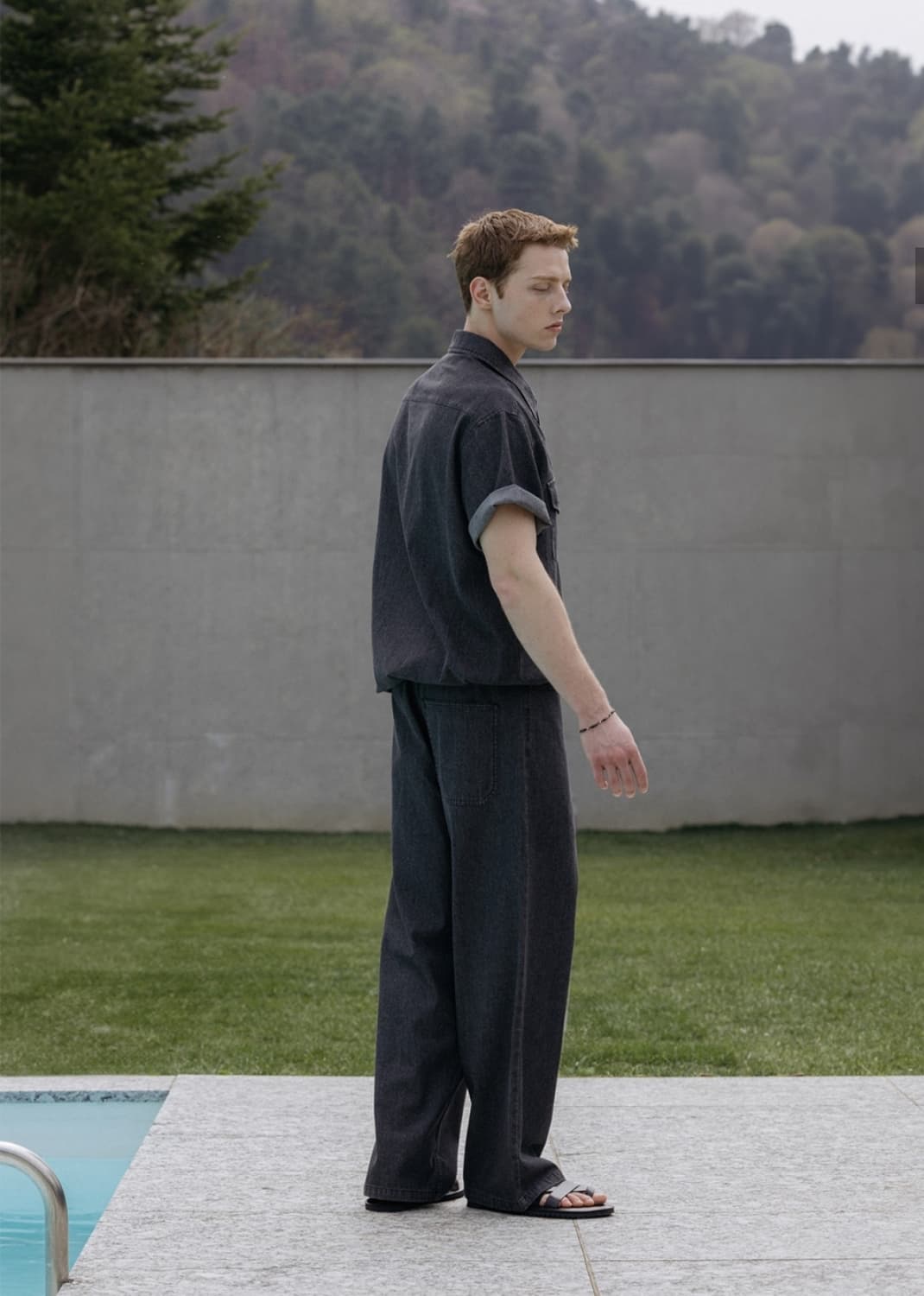 데꼬로소 쿨 플로우 데님 반팔 셔츠 팬츠 셋업 새상품 상품이미지3