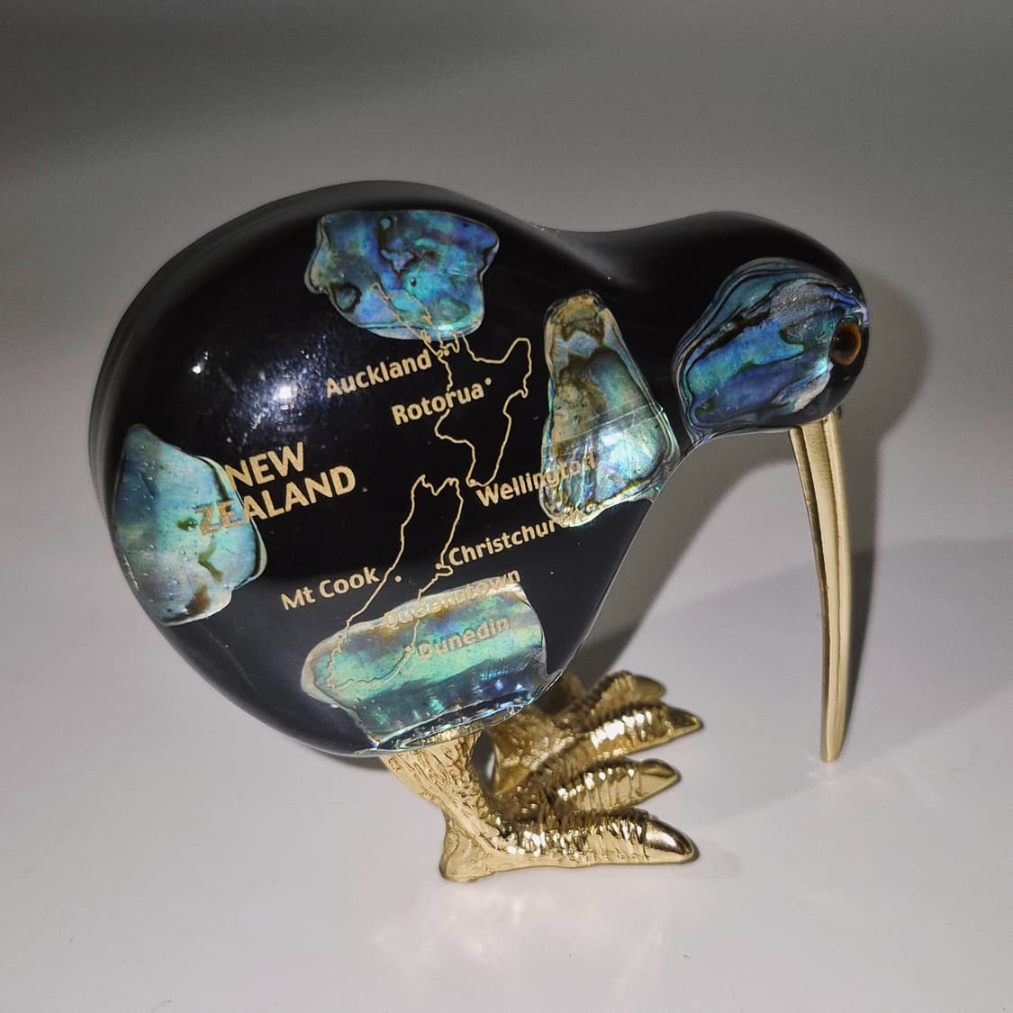 80s 뉴질랜드 파우아 자개 키위새 오브제 상품이미지9