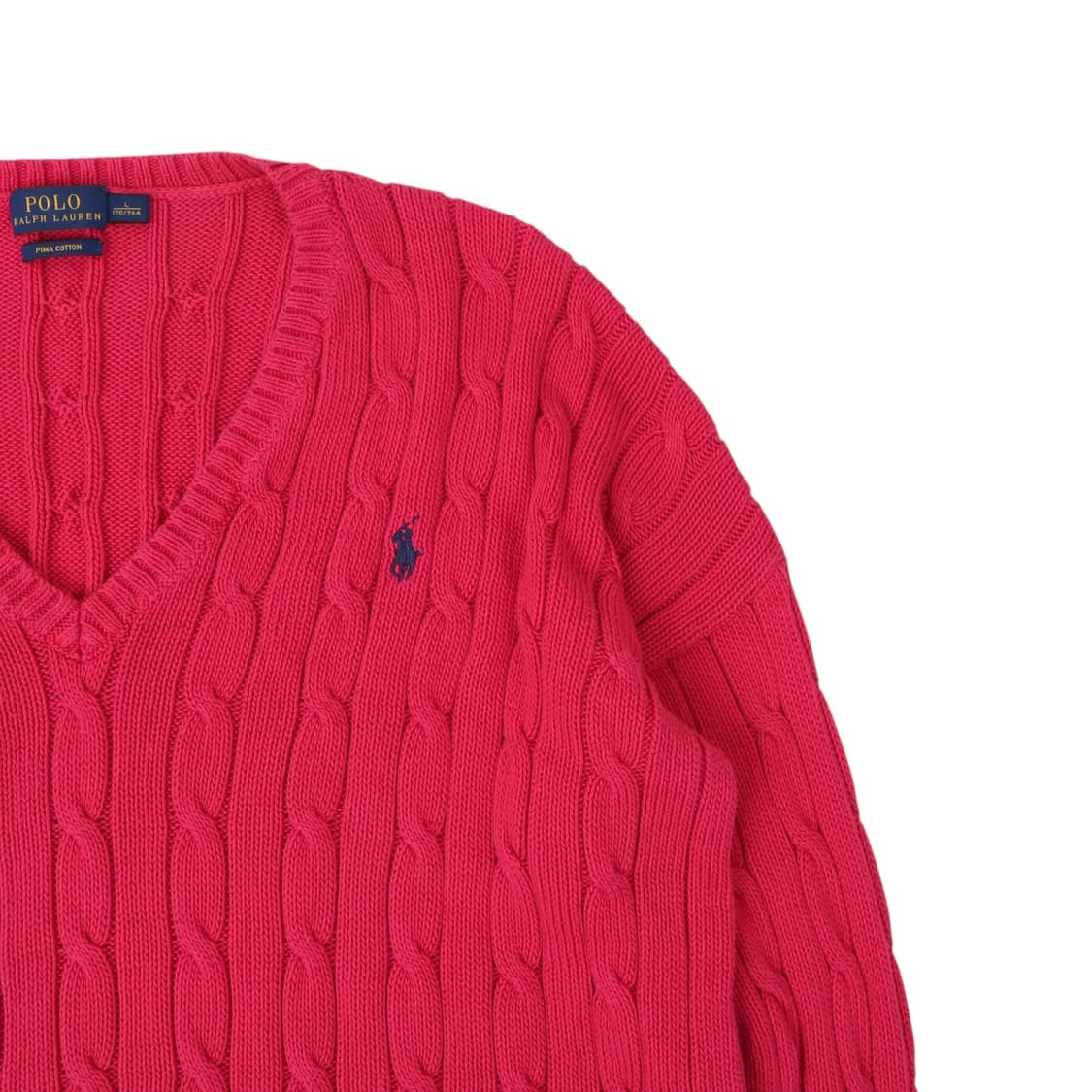폴로 랄프로렌 핑크 케이블 오버핏 브이넥 니트 상품이미지3