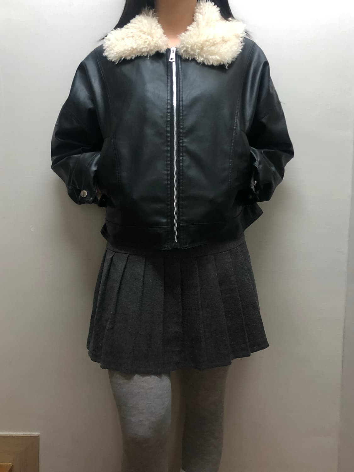 빈티지 블랙 페이크레더 자켓 상품이미지6