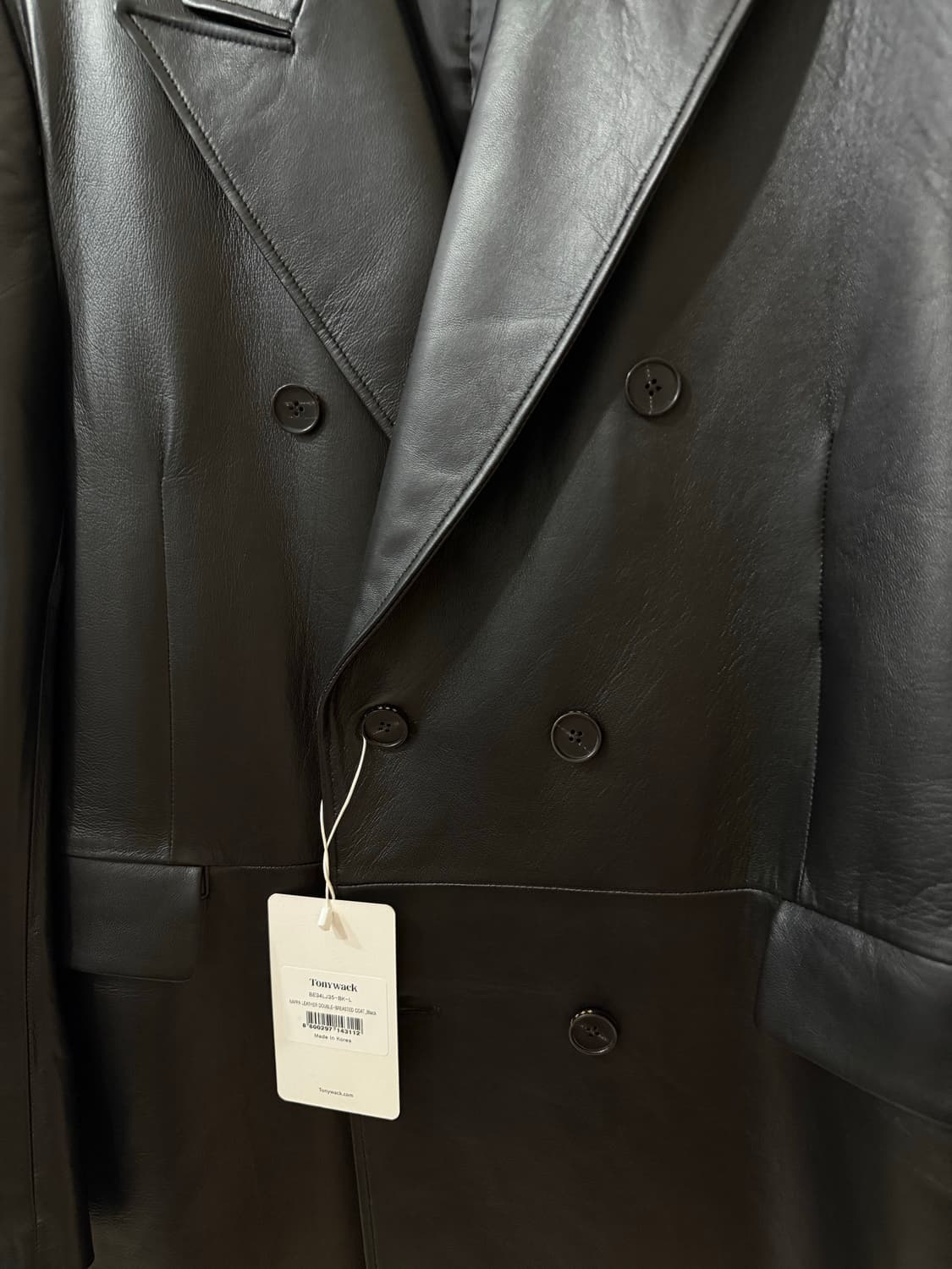 미시착새상품 토니웩 레더 더블 코트 블랙 L 상품이미지3