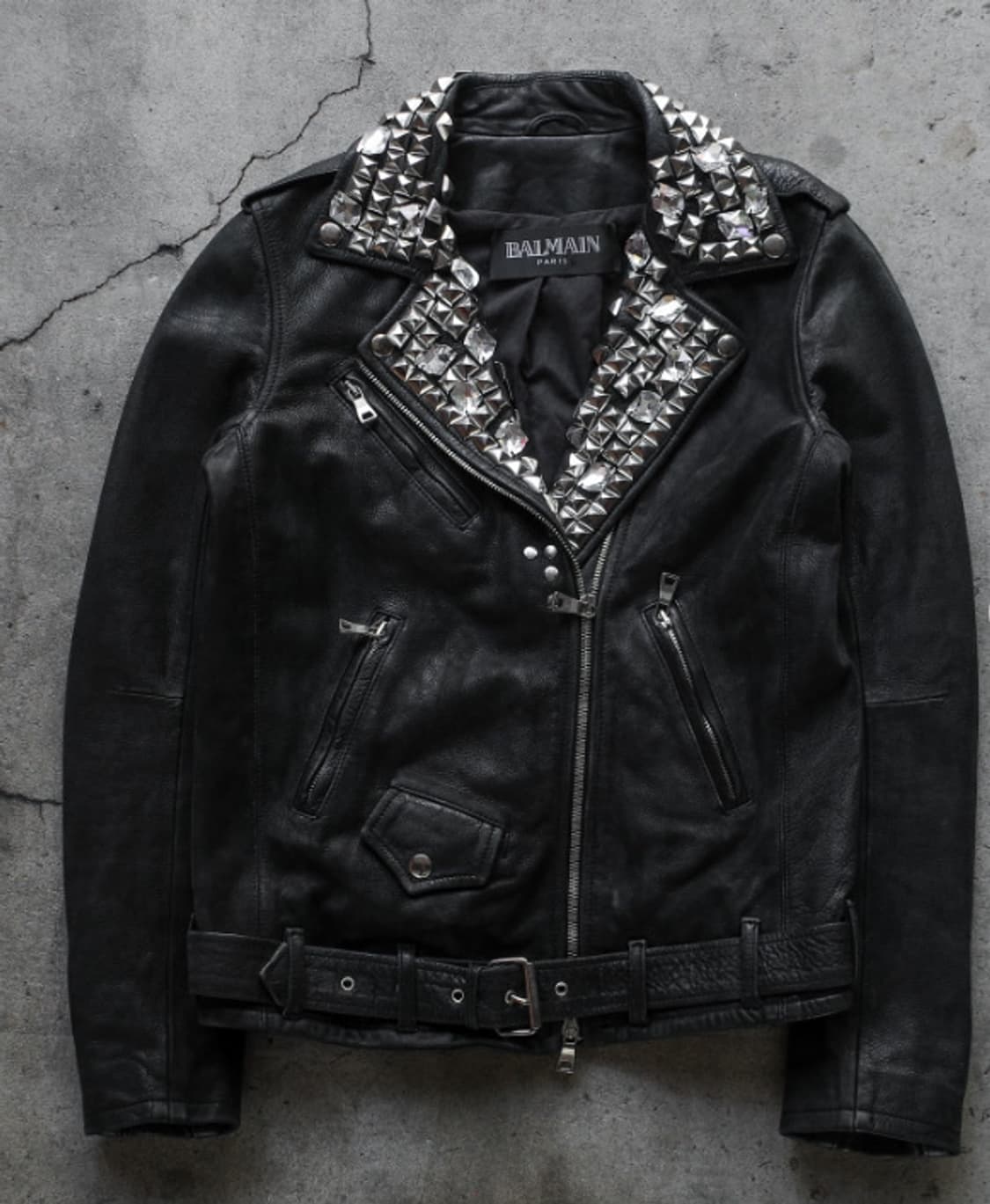 데카르넹 발망 크리스탈 스터드 가죽자켓 상품이미지1