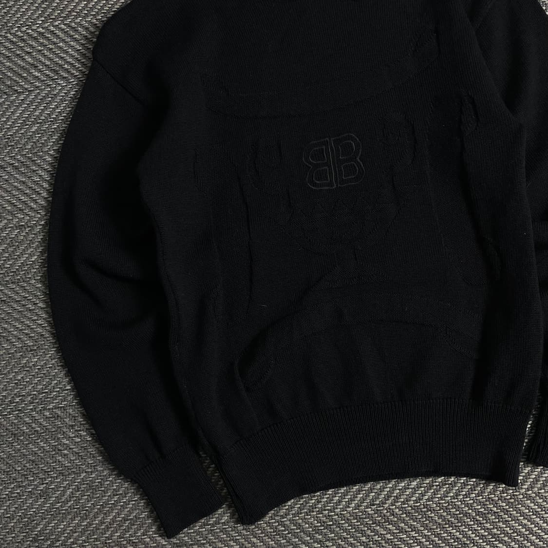 90s 발렌시아가 아카이브 빅로고 니트 블랙o 3375 상품이미지3
