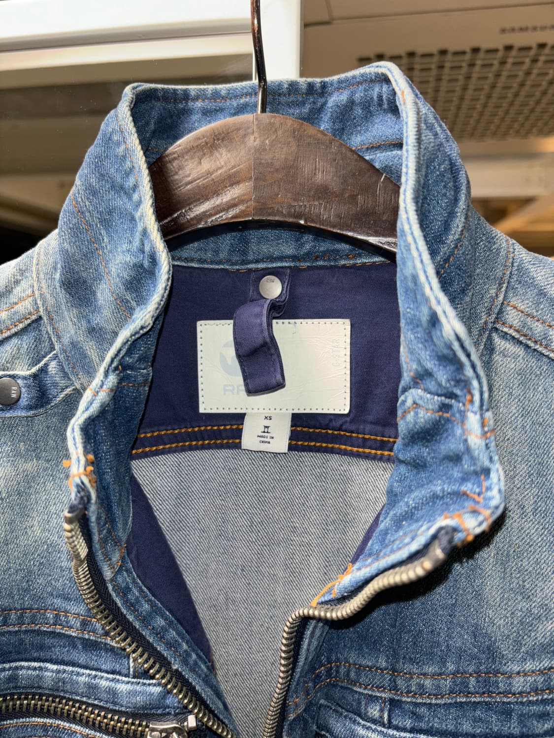 지스타 로우 하이넥 집업 데님 자켓 상품이미지8