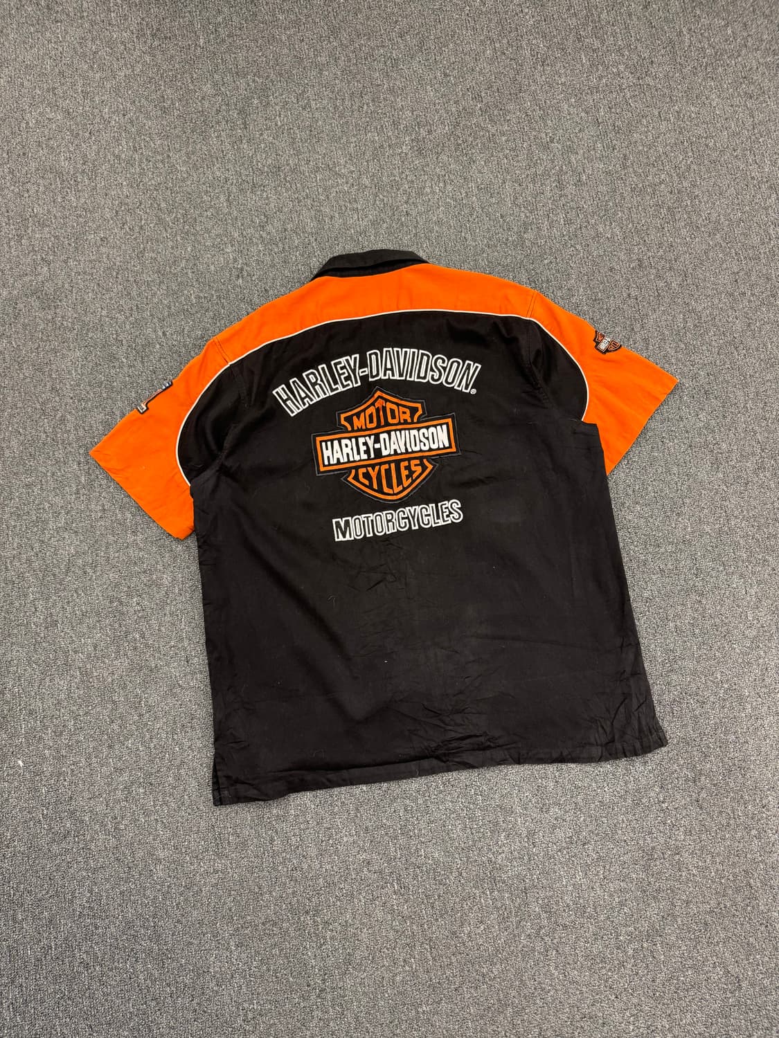 XL)할리데이비슨 빈티지 코듀로이 자수 로고 반팔 셔츠 상품이미지6