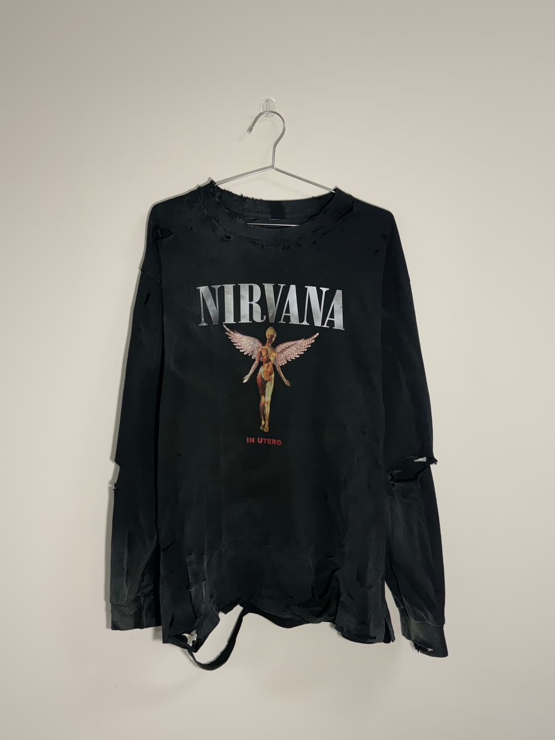 NIRVANA utero 다스트레스드 데미지 워싱 긴팔  상품이미지2