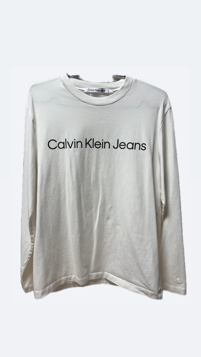 캘빈클라인 진 로고 긴팔 티셔츠 화이트 상품이미지2