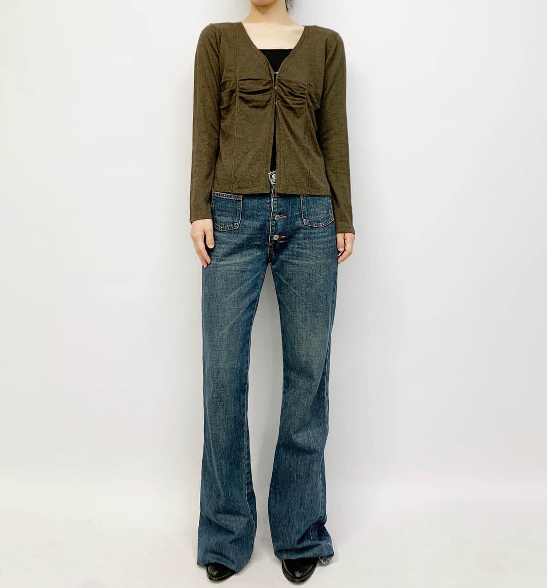 CURIOSITE 셔링 가디건 상품이미지2