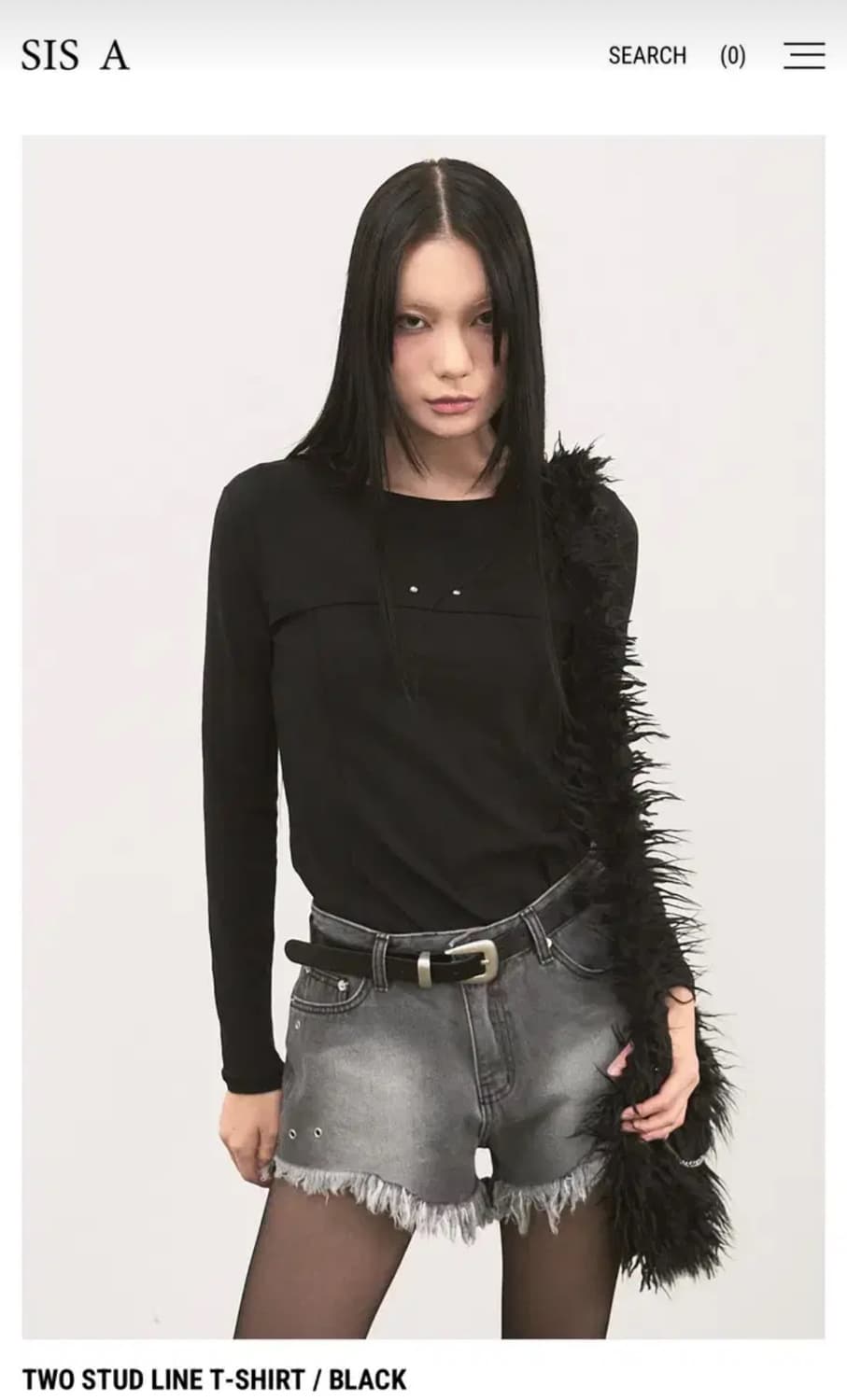 시스에이 two stud line t-shirt black 상품이미지1
