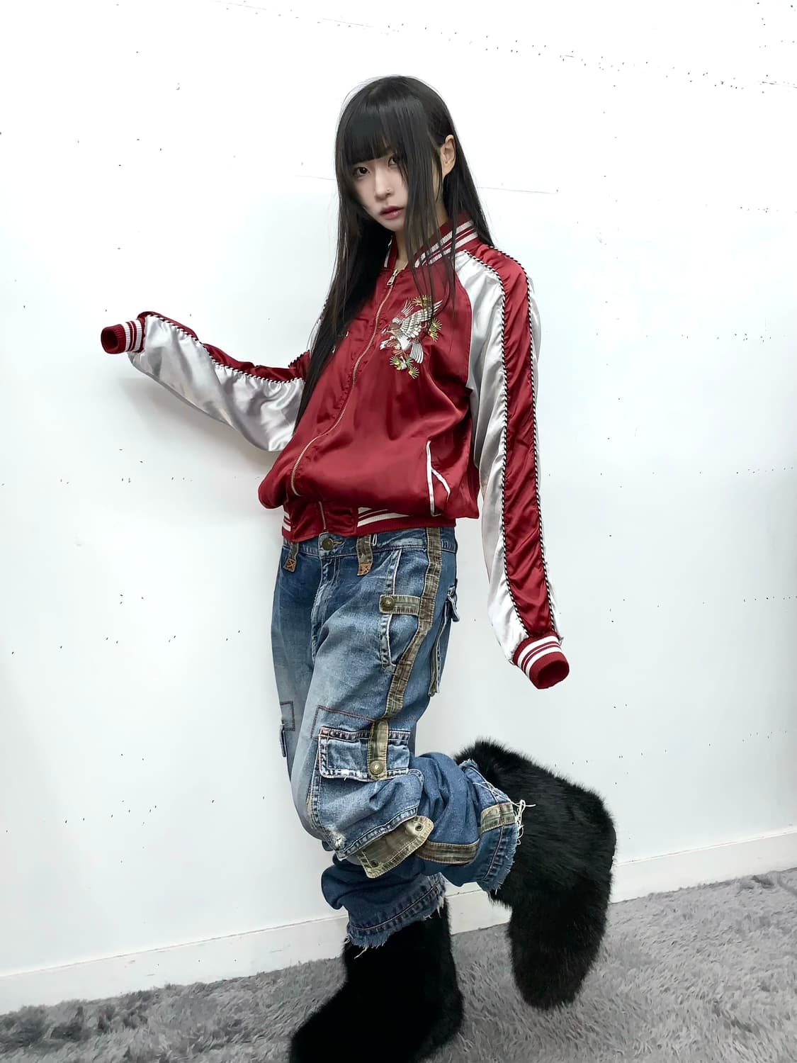 카모 디테일 데미지 카고 데님 상품이미지1