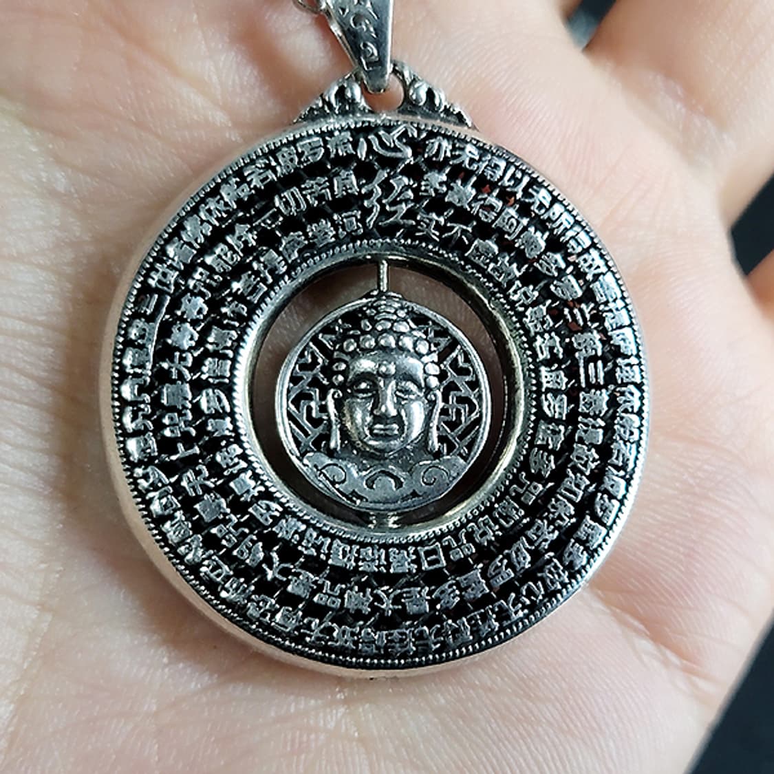 석가모니 백동 펜던트 엔틱 부처님 불교 원형 회전 만다라 남자 목걸이 상품이미지6