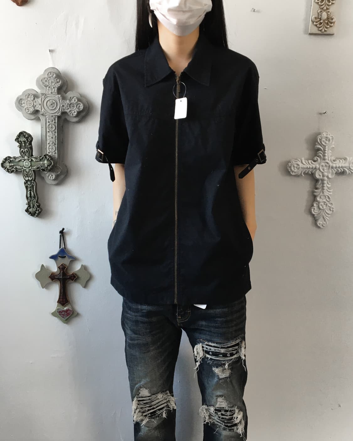 Belted point shirt zip up 상품이미지5