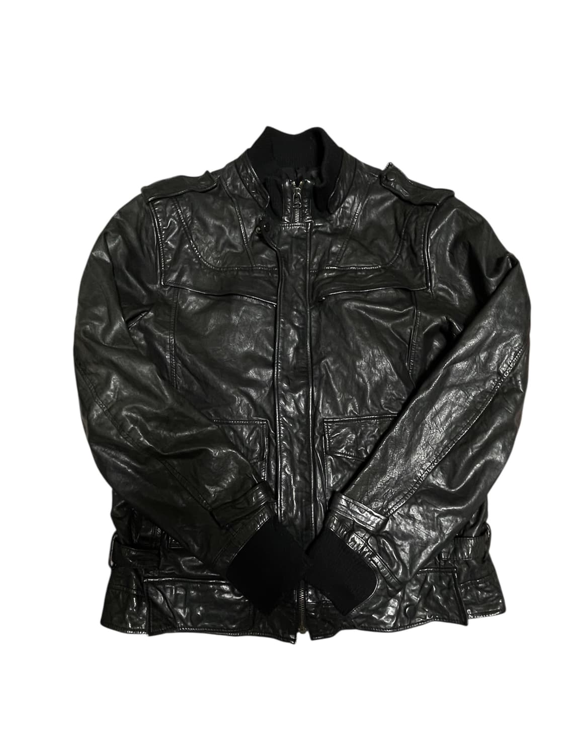 빈티지 포켓레더 자켓 락시크릭오웬스하이엔드깔펑크다크웨어디올그런지펑크 상품이미지5