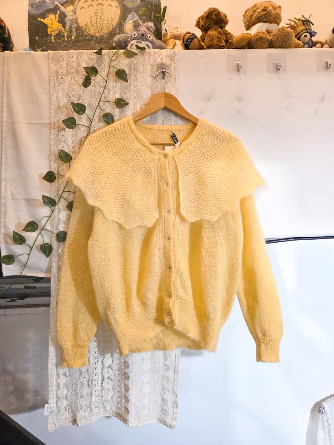 노랑 빅카라 가디건 상품이미지1
