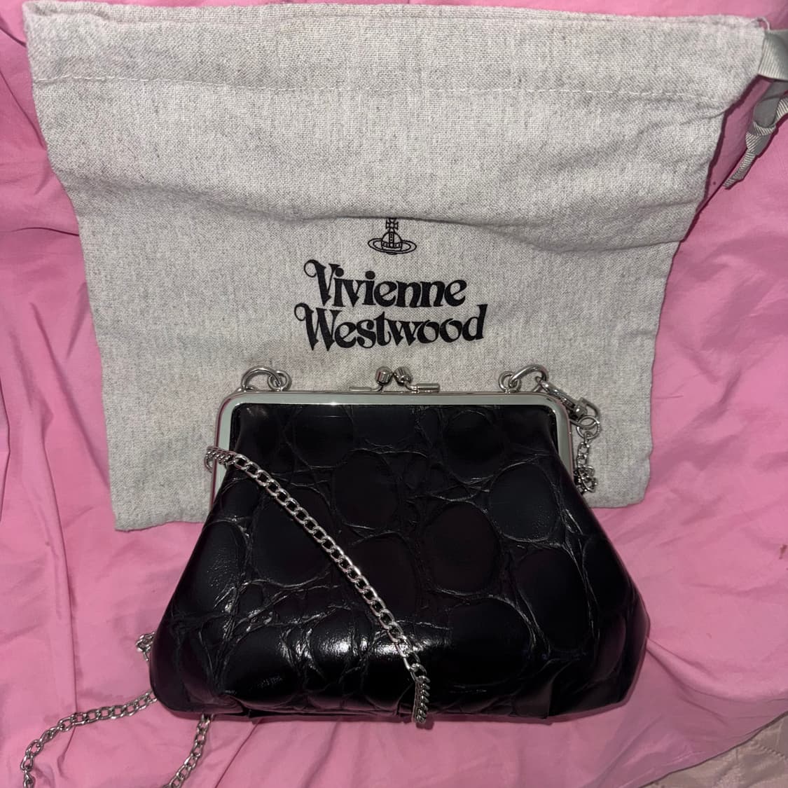 비비안웨스트우드 블랙 크록 체인백 상품이미지2