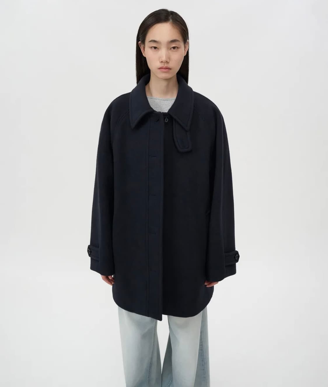 인사일런스 우먼 소프트 하프 발마칸 코트 다크 네이비 XS 상품이미지1
