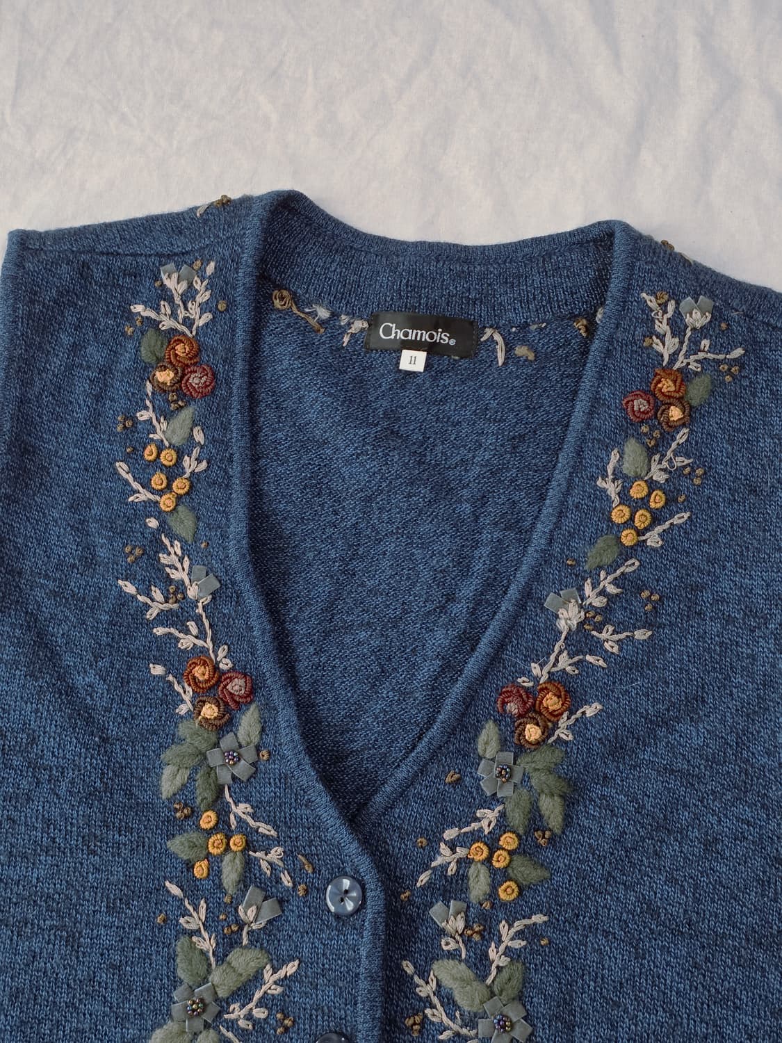 모리걸 그래니룩 자수 니트 베스트 조끼 일본빈티지 상품이미지3