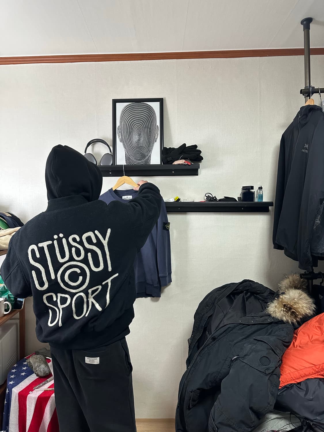 스투시 스포츠 멜튼 바시티 자켓 블랙L (100-105) 상품이미지2