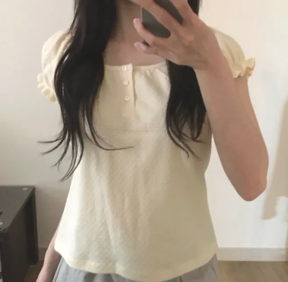 빈티지 퍼프 티셔츠 버터 상품이미지1