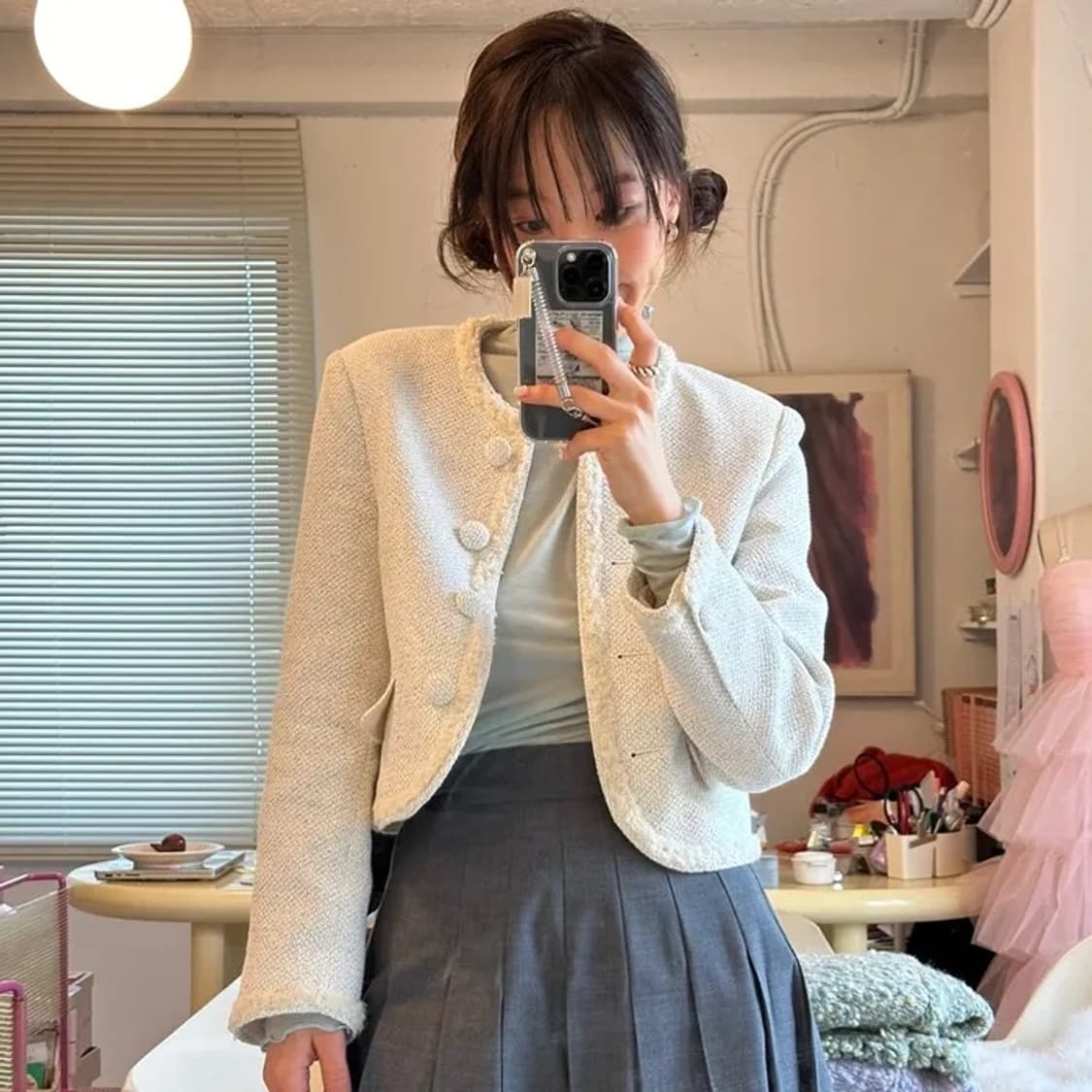 마론에디션 화이트 코튼 트위드 블레이저 상품이미지3