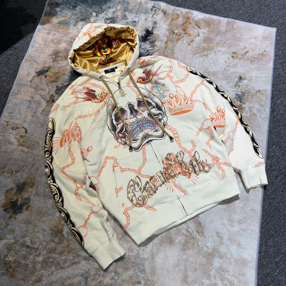 크리스찬 오디저 스컬 큐빅 후드집업 상품이미지1