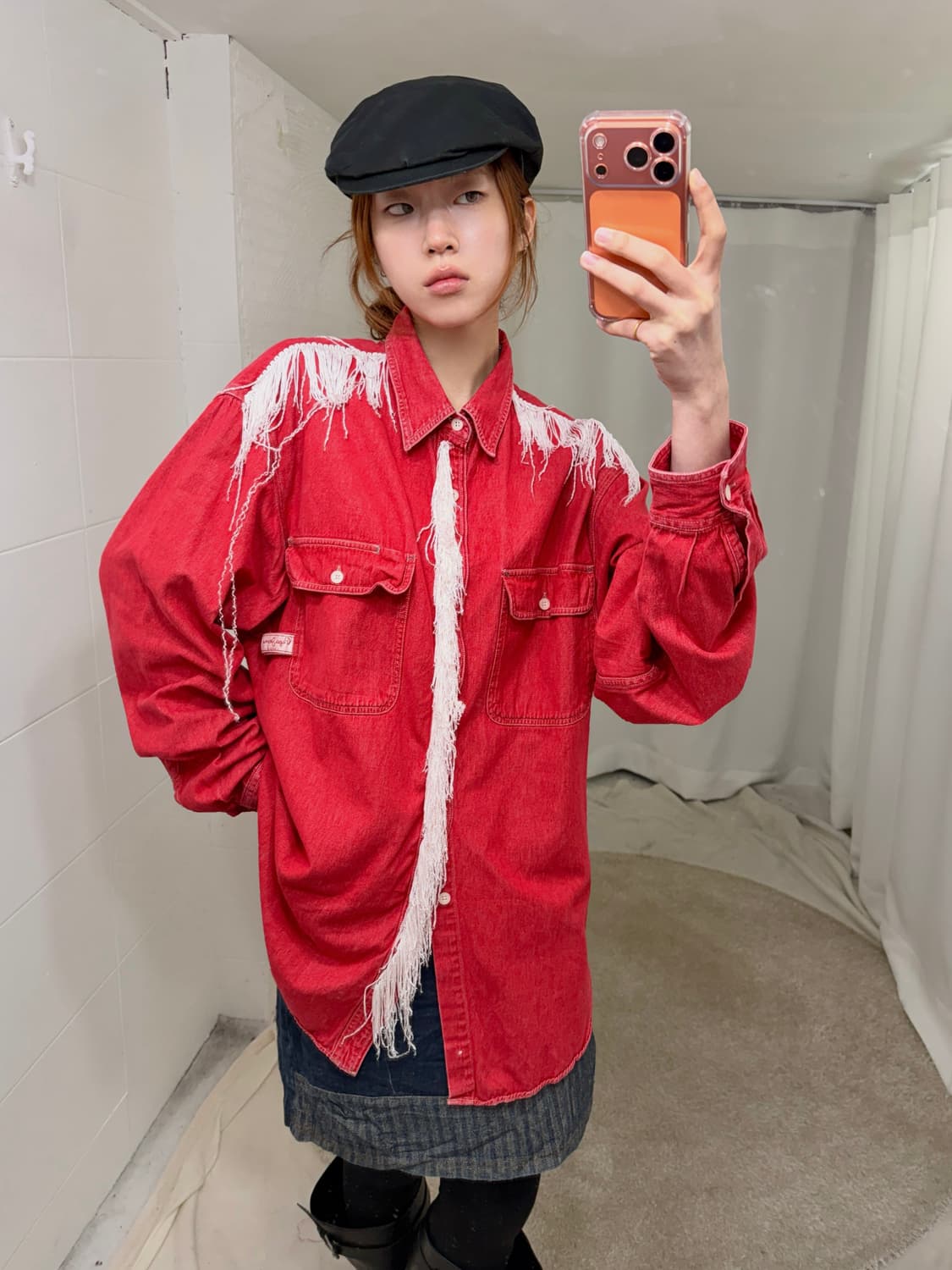 (세트 할인 가능) 페페진스 런던 웨스턴 프린지 레드 셔츠 상품이미지1