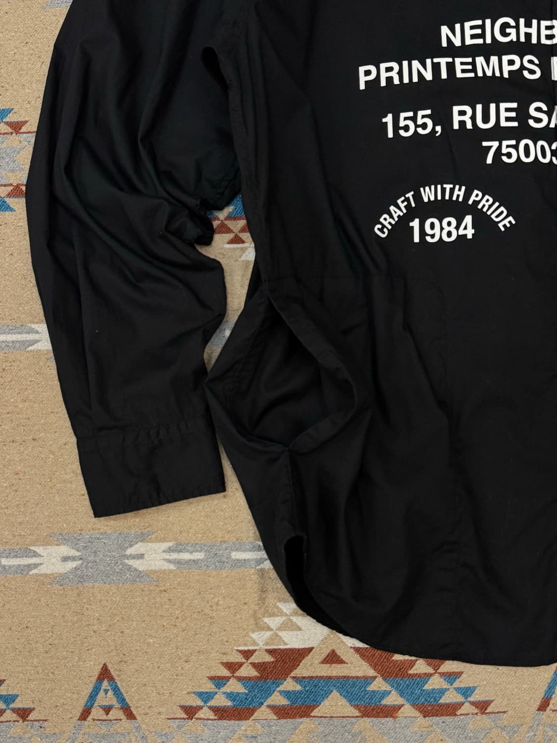 [L] 요지 야마모토 x 네이버후드 블랙 코튼 프린트 셔츠  상품이미지5