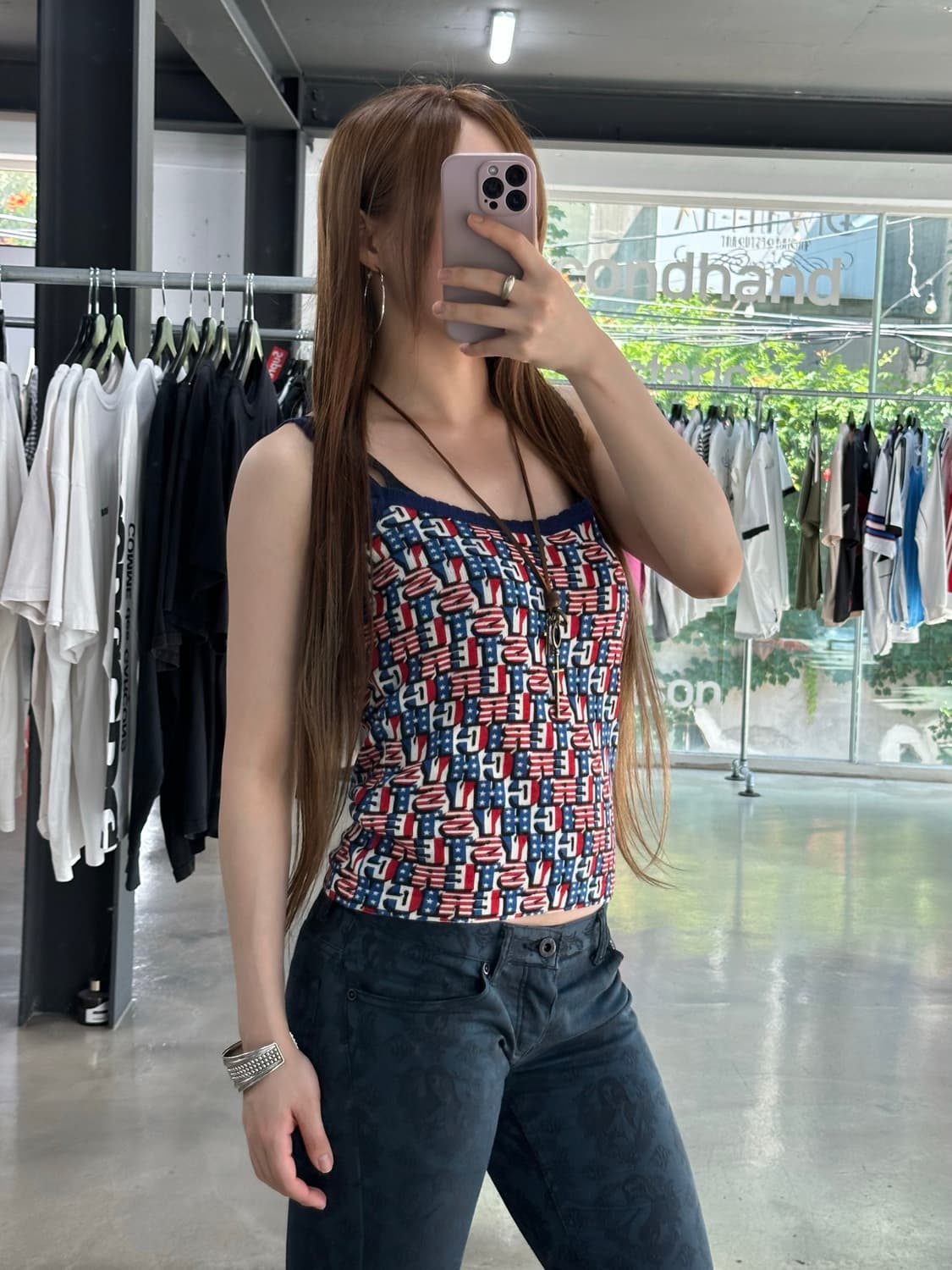 히스테릭글래머 스펠아웃 성조기 풀로고 슬리브리스 상품이미지3