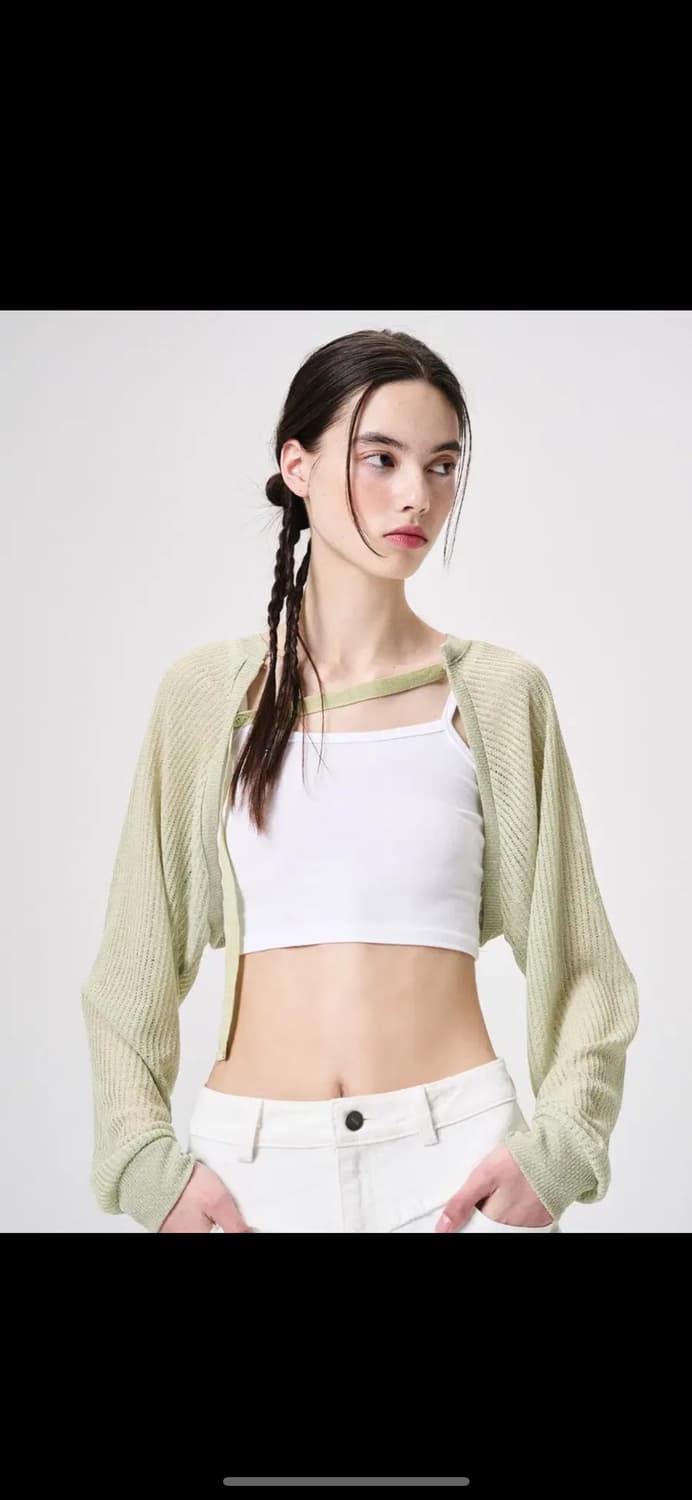 에트몽 스트랩 볼레로 가디건 [Light Green] 상품이미지1