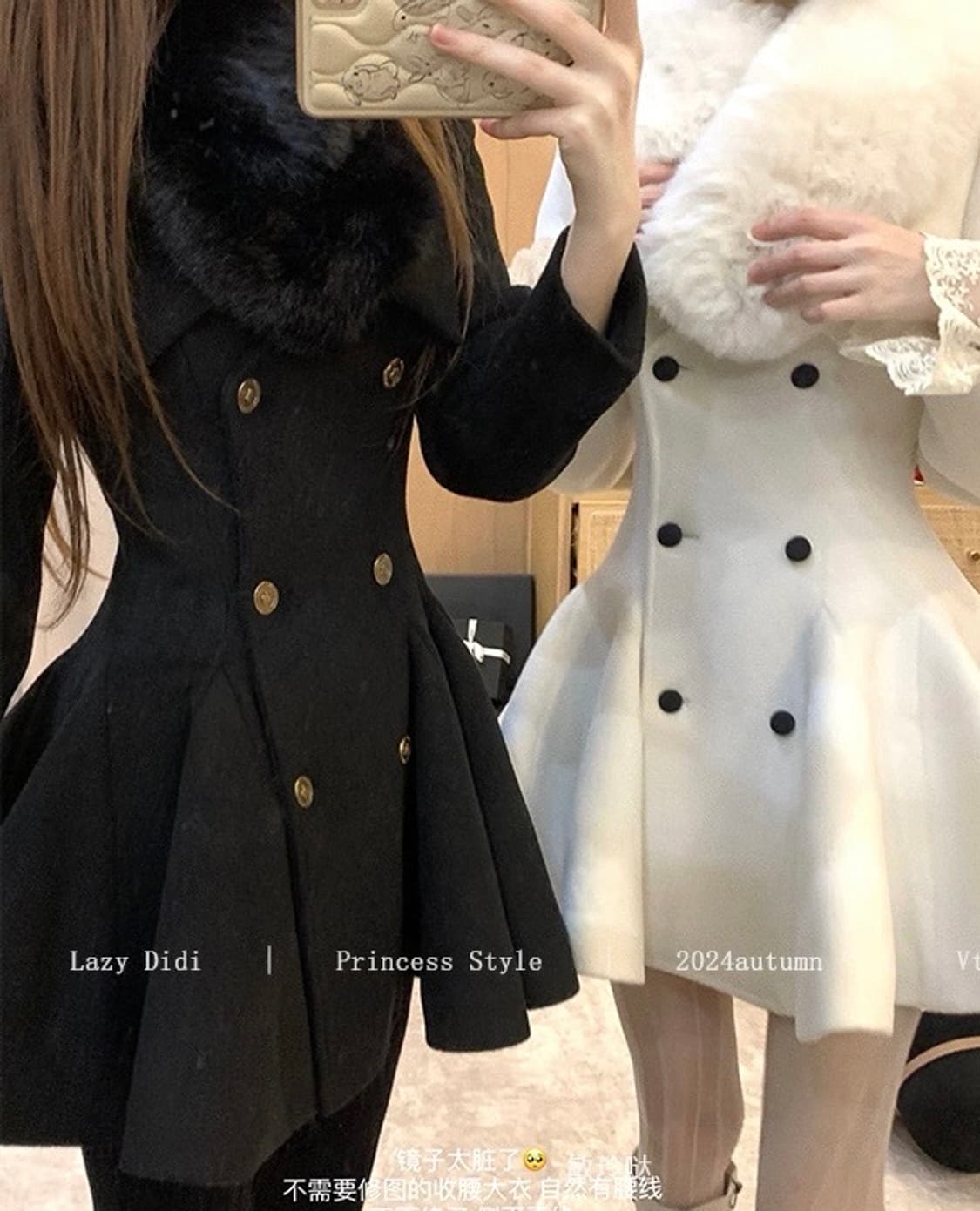 Lady DiDi 햅번블랙 더블버튼 하프 드레스코트 상품이미지9