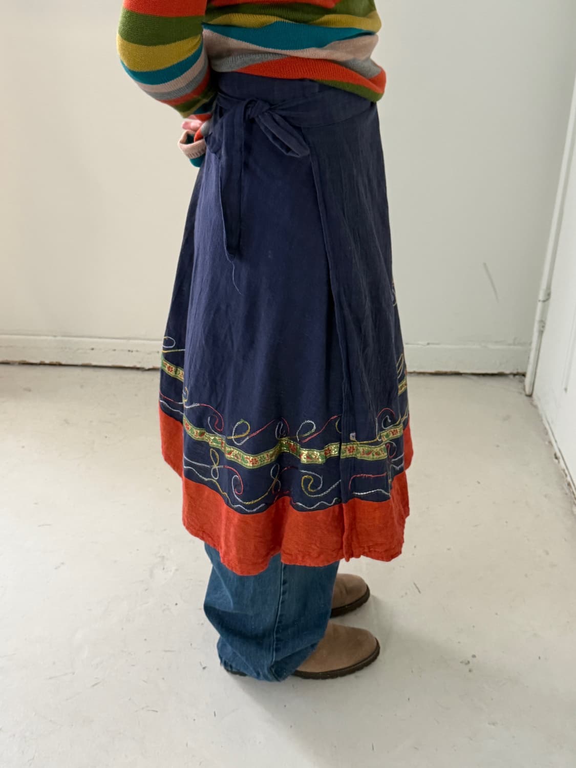 일본빈티지 모리 히피 자수 랩스커트  상품이미지7