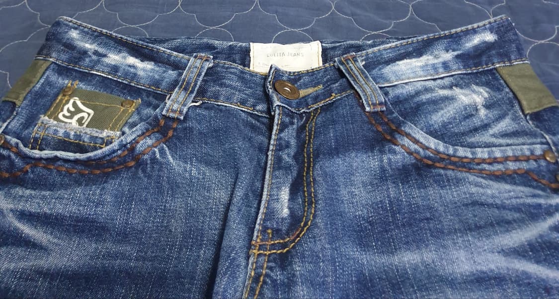 (빈티지) 로리타 진 에이징 워싱 7부 데님팬츠 블루 (M) 상품이미지2