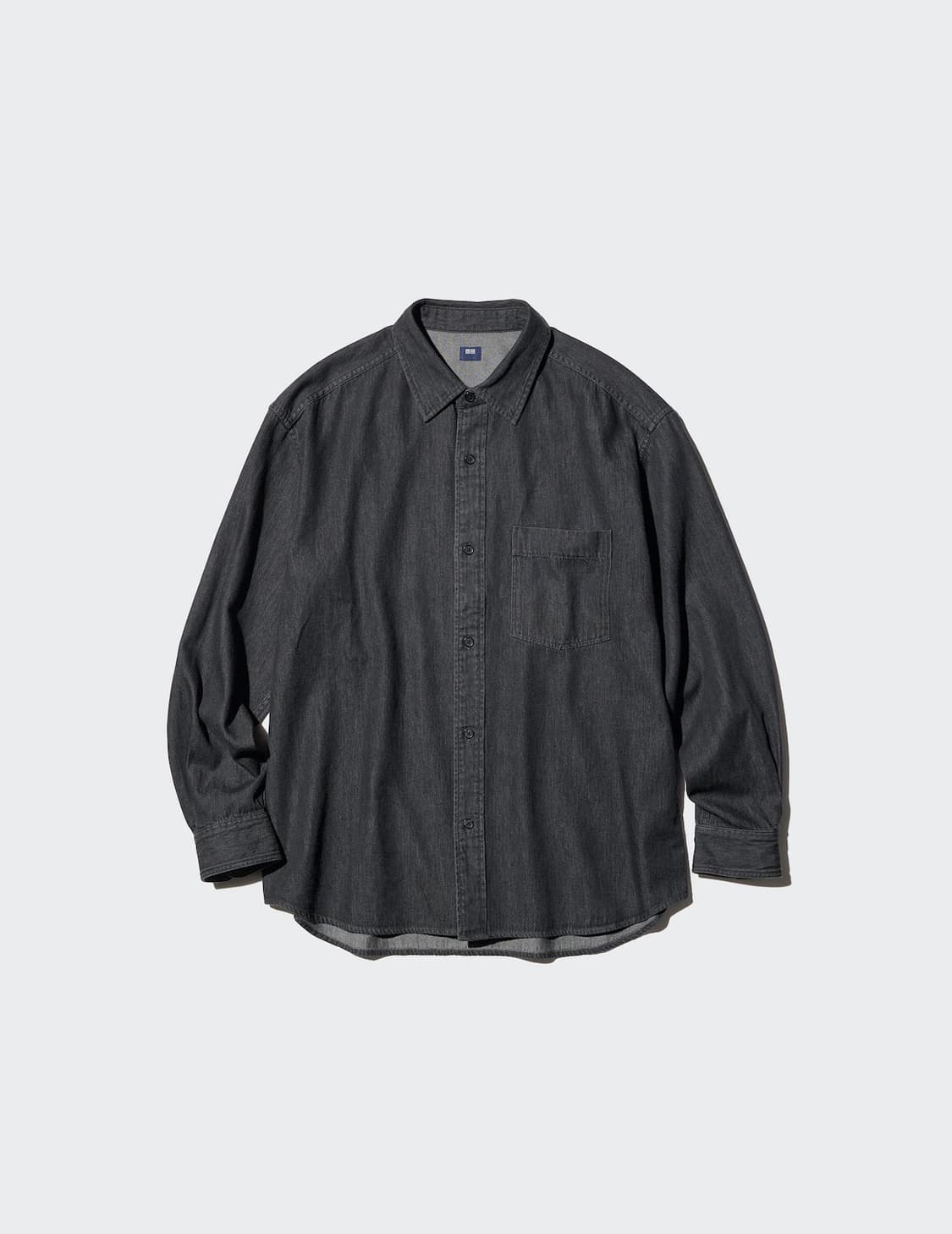 [M] 유니클로 데님 셔츠 블랙 상품이미지2