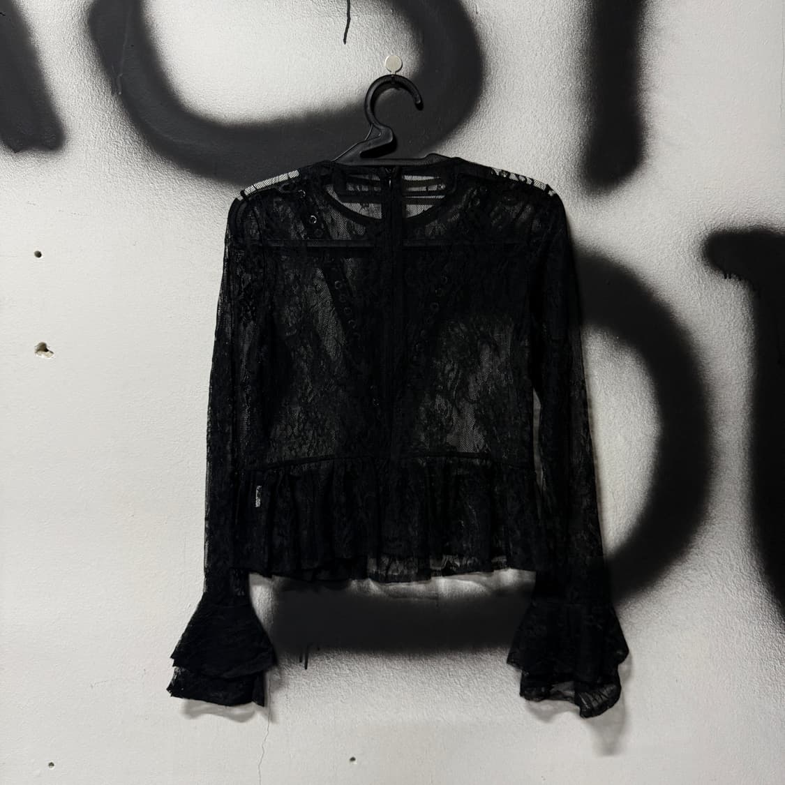 VTG 빈티지 고스로리 아일렛 디테일 레이스 시스루 블라우스 상품이미지2