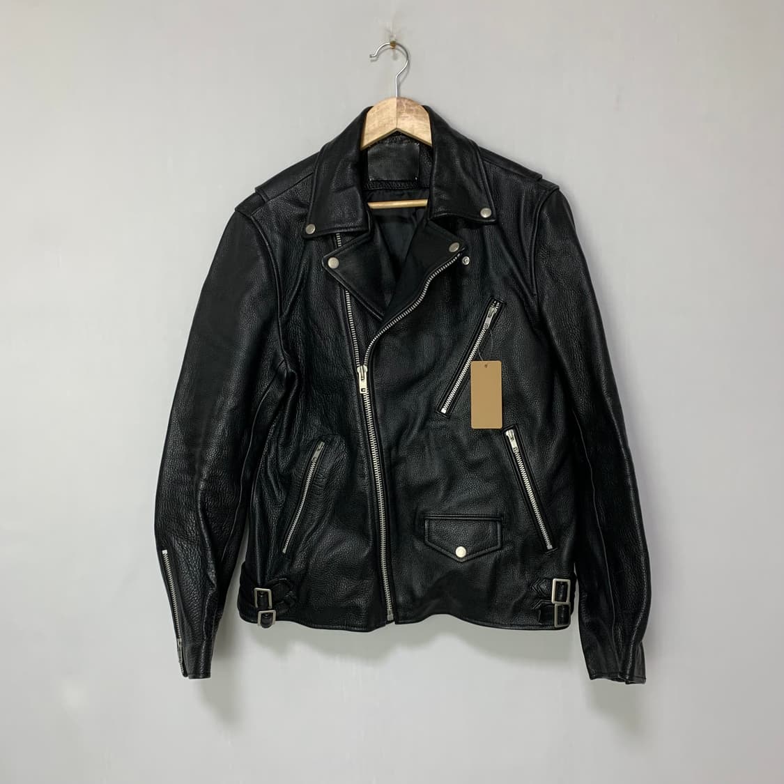 빈티지 리얼레더 천연가죽 라이더 바이커 자켓 블랙 XL 상품이미지1
