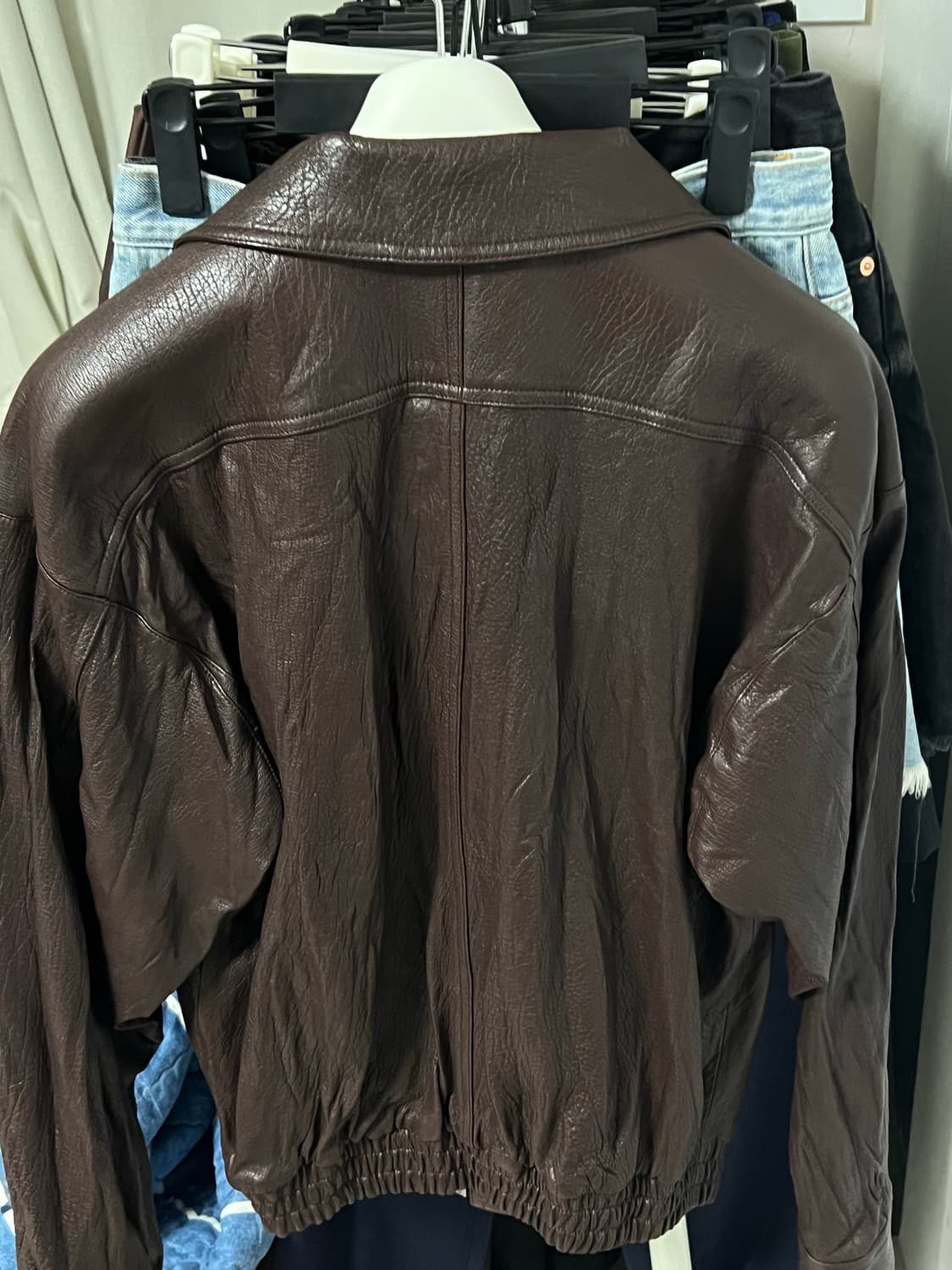 (S) 렉토 25FW 하이넥 레더 점퍼 자켓 브라운 상품이미지2