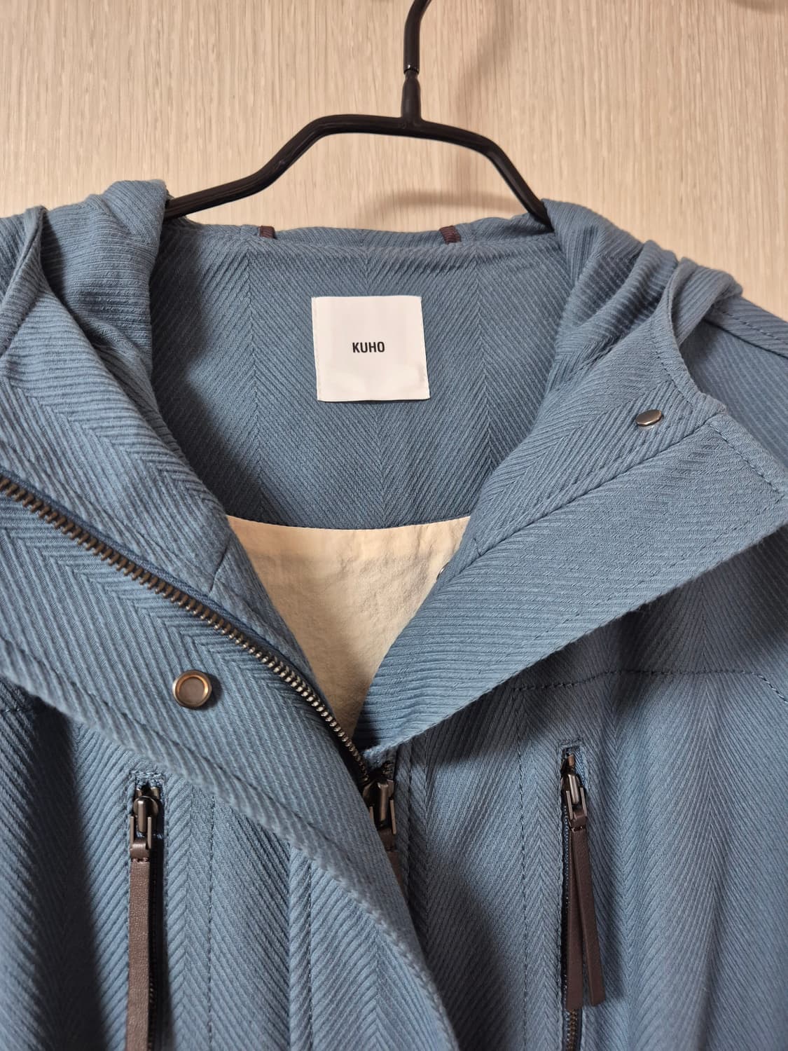 (21년) KUHO 구호 양가죽 배색 후드자켓 롱코트 후드자켓 55 상품이미지5