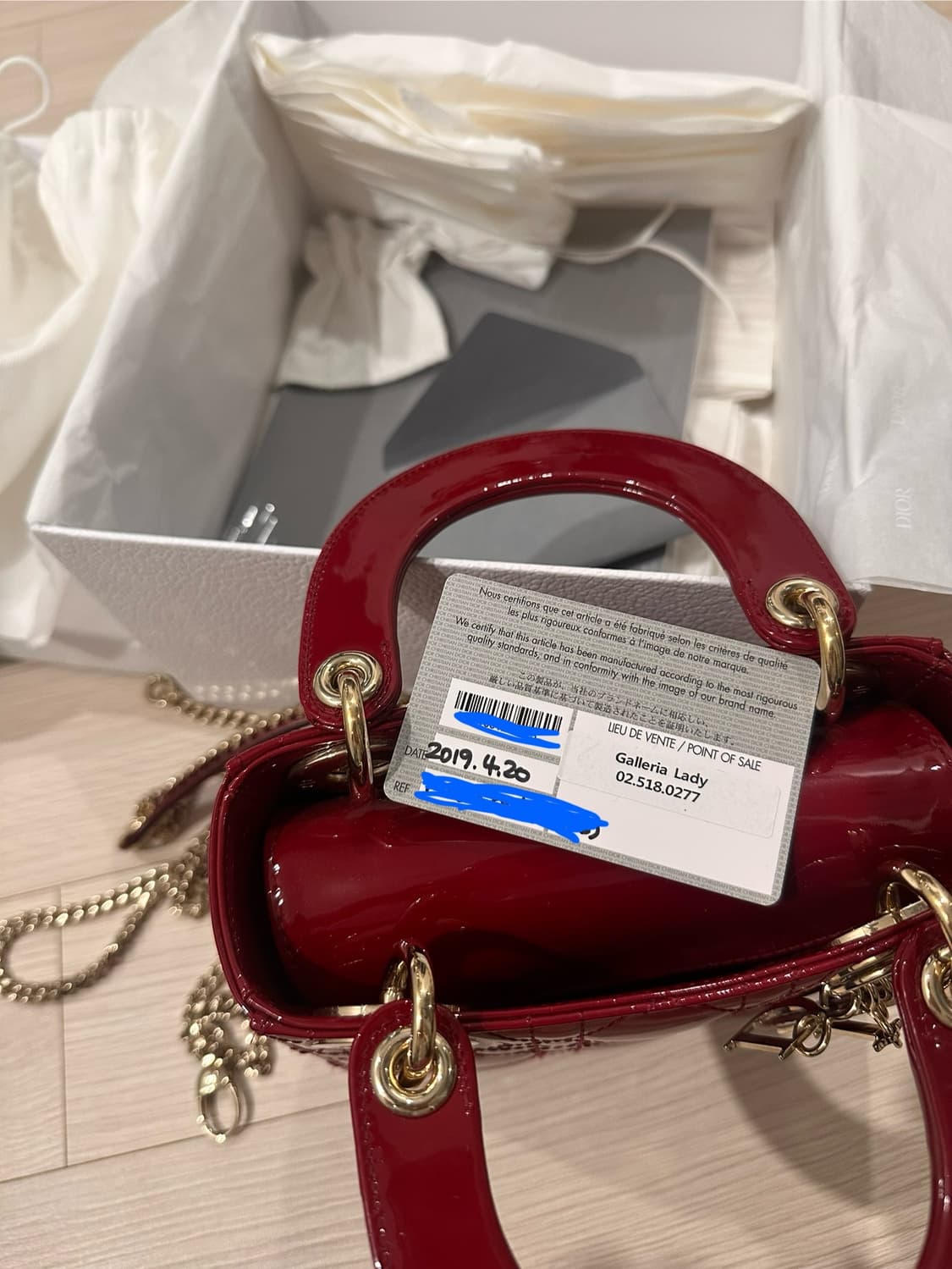 레이디 디올 미니 백 레드 페이턴트 상품이미지8