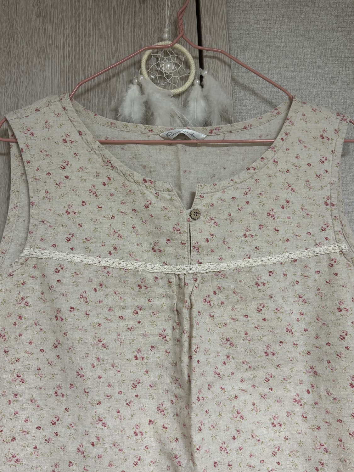 카라하나 빈티지 모리걸 베이지 잔꽃 슬리브리스 나시 상품이미지2