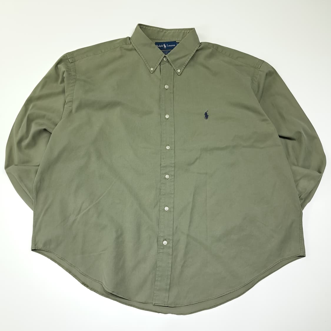 CL847 2XL 폴로 90s 실크코튼 올리브그린 박스핏 셔츠 남방 상품이미지1