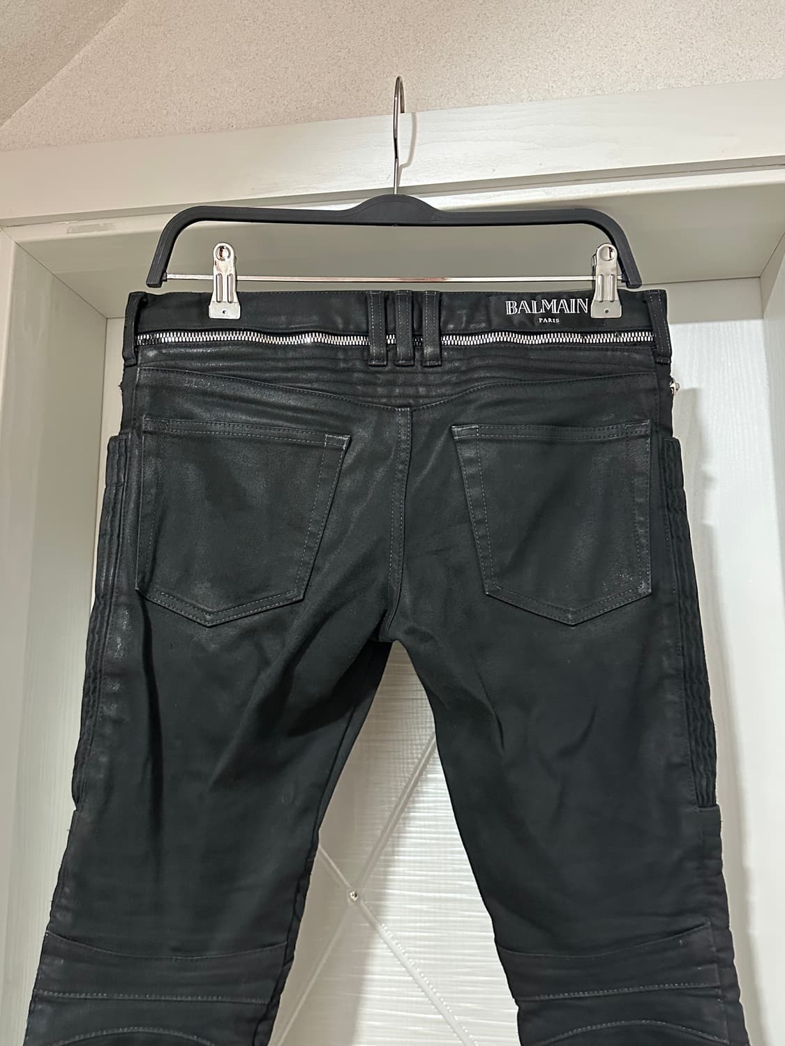 발망 블랙 왁스 코팅 더블지퍼 바이커 진 상품이미지5