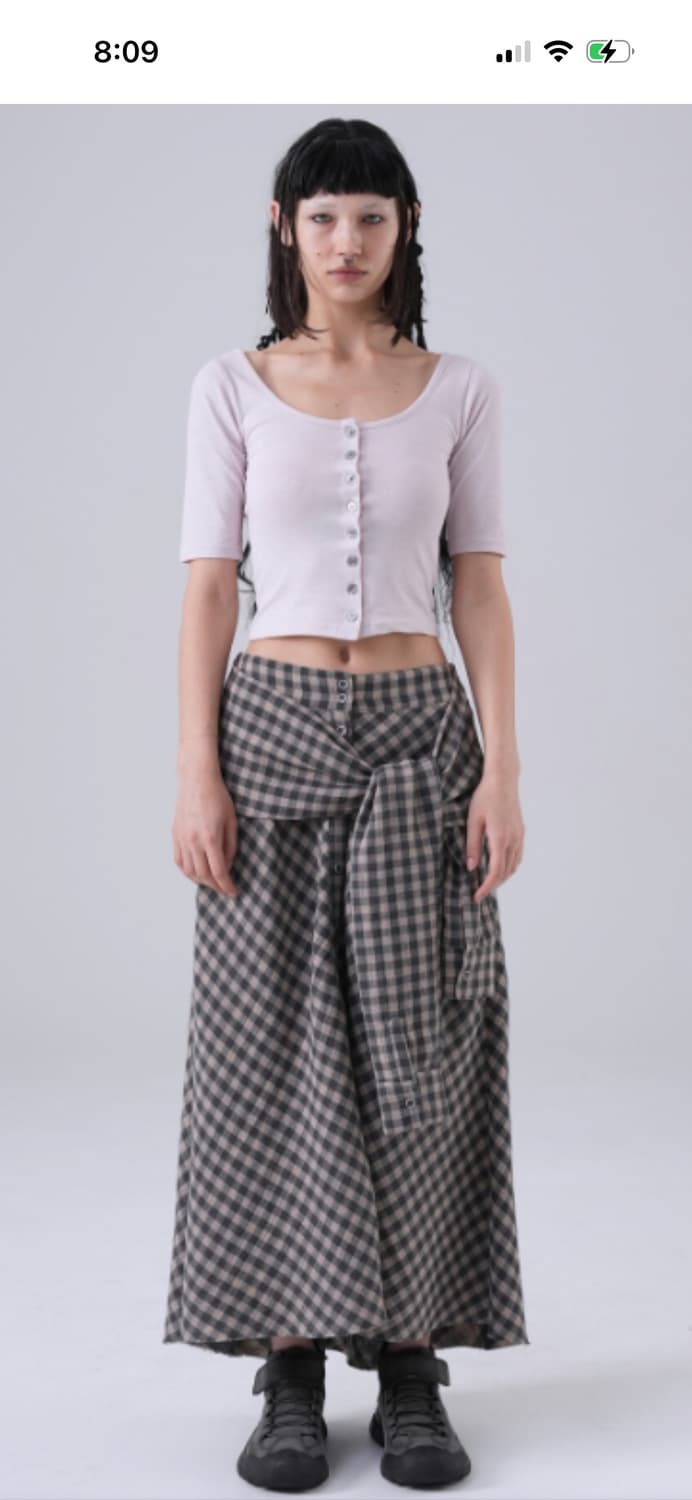 탠스댄스 파히섬 체크치마 베이지 상품이미지1