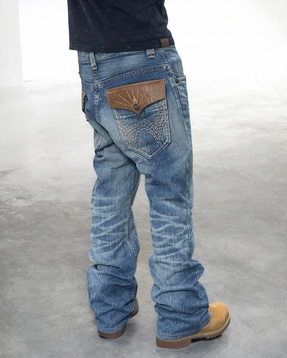 에드윈 웨스턴 레더 자수 디테일 워싱 데님팬츠 상품이미지4