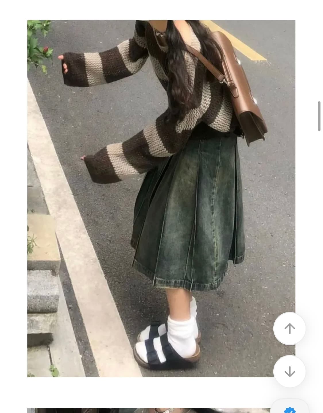 미디 기장 빈티지 워싱 플리츠 데님 스커트 상품이미지1