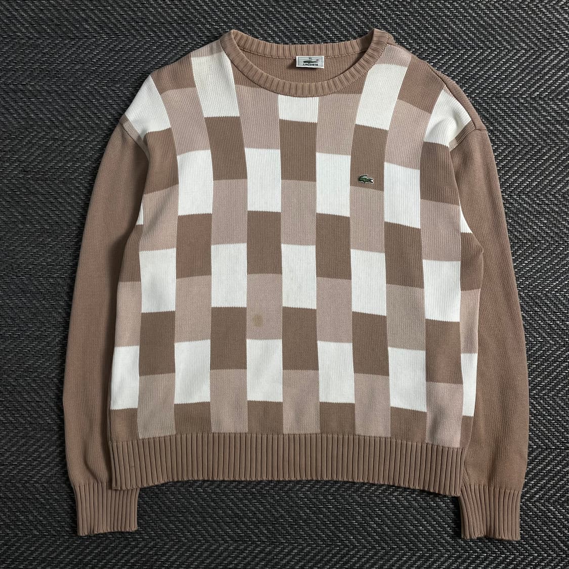 라코스테 빈티지 자수로고 블럭 패턴 니트o 3826 상품이미지1
