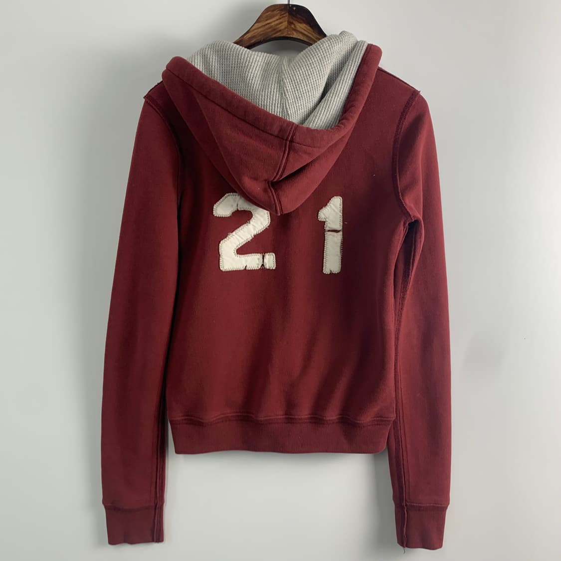 아베크롬비 y2k 와투케 헤비코튼 버건디 후드집업 상품이미지4