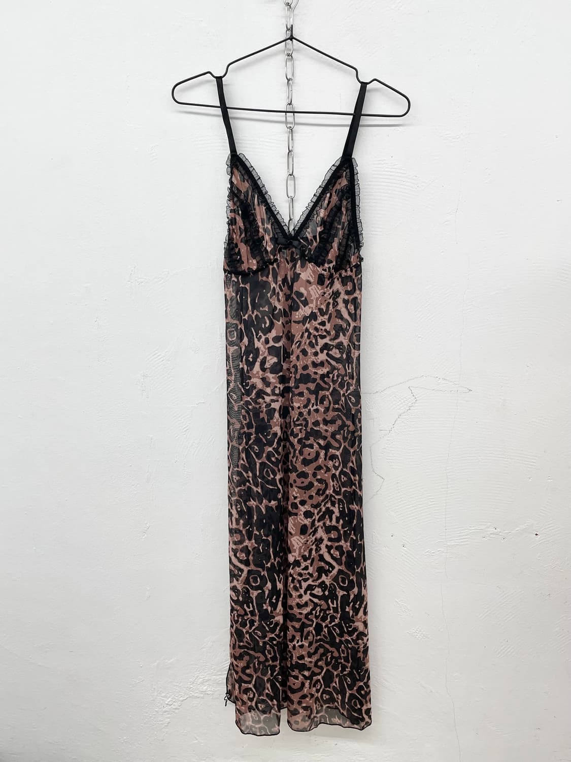 갸루 레오파드 프릴 롱 원피스 상품이미지4