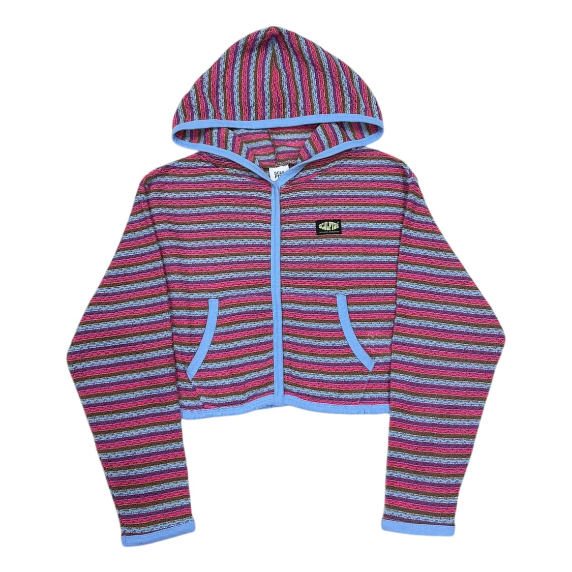 스컬프터 모리걸 스트라이프 크롭 니트 후드집업 자켓 상품이미지1