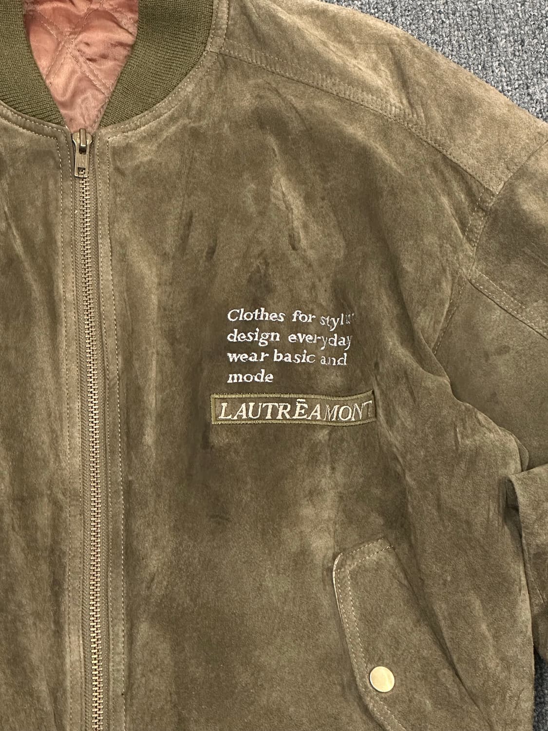 OS)로트레아몽 빈티지 스웨이드 MA-1 블루종 자켓 상품이미지5