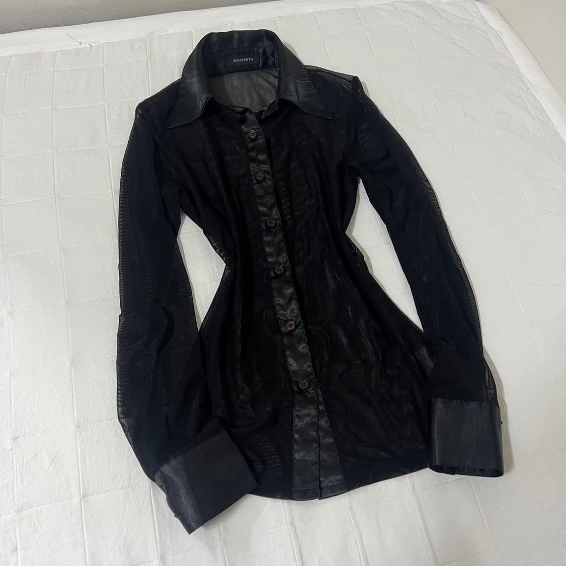 {Egoist} 블랙 시스루 셔츠 상품이미지1